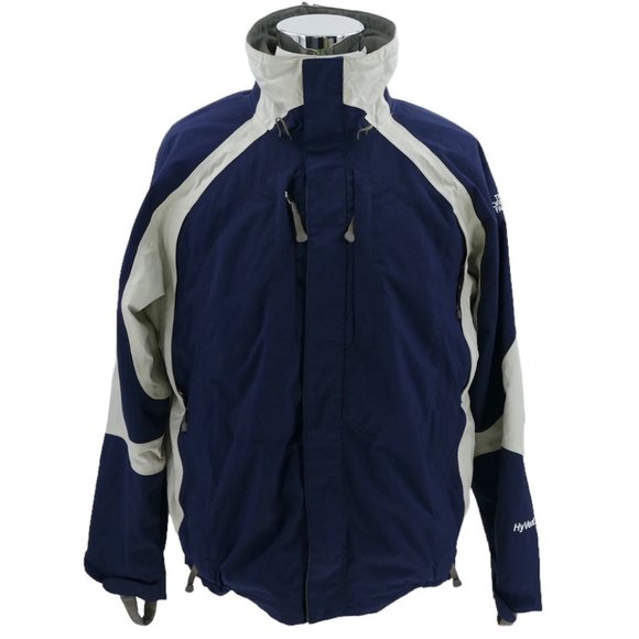 The North Face HyVent Ski Snowboard Jacket Outerwear Blue White Mens Size Large
